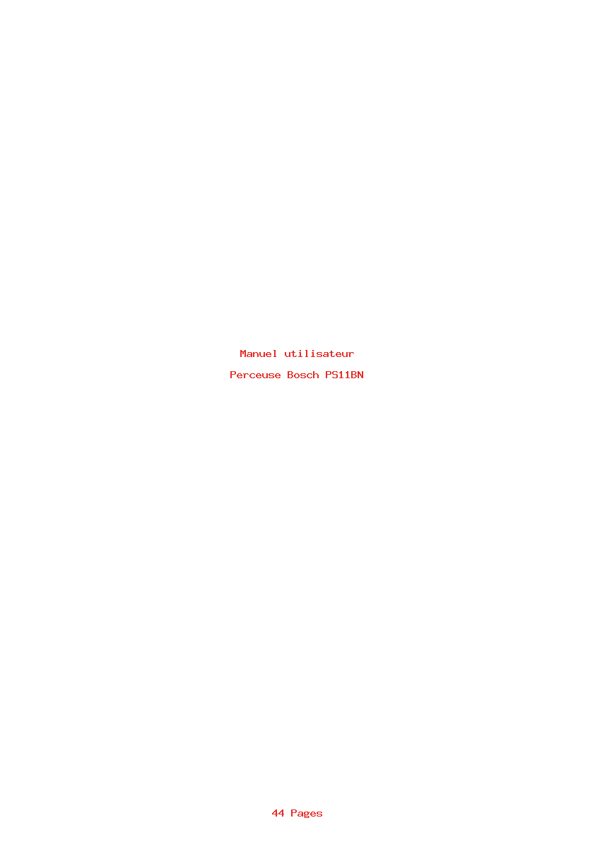 Page 1 de la notice Manuel utilisateur Bosch PS11BN