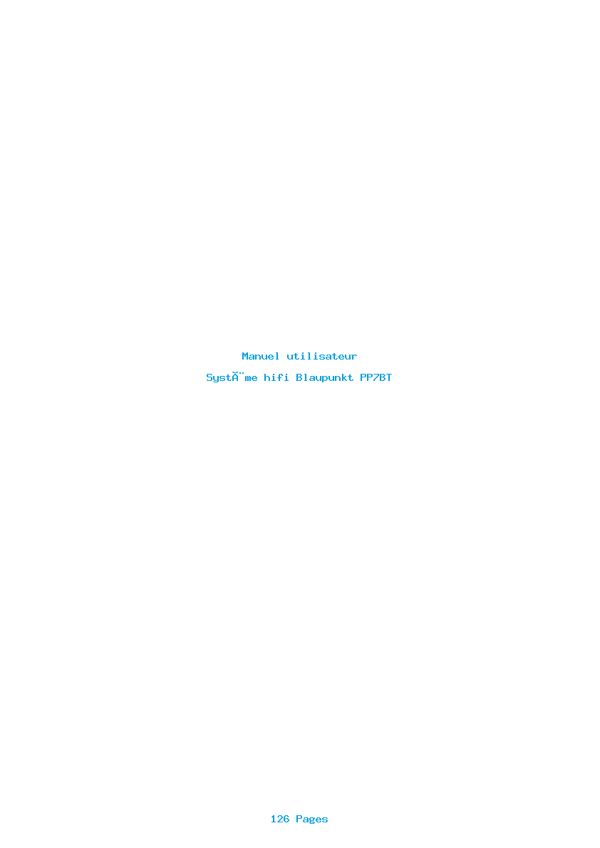 Page 1 de la notice Manuel utilisateur Blaupunkt PP7BT