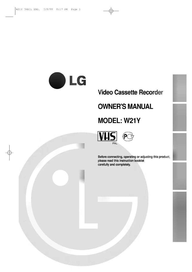 Page 1 of the manual User Manual LG W21Y