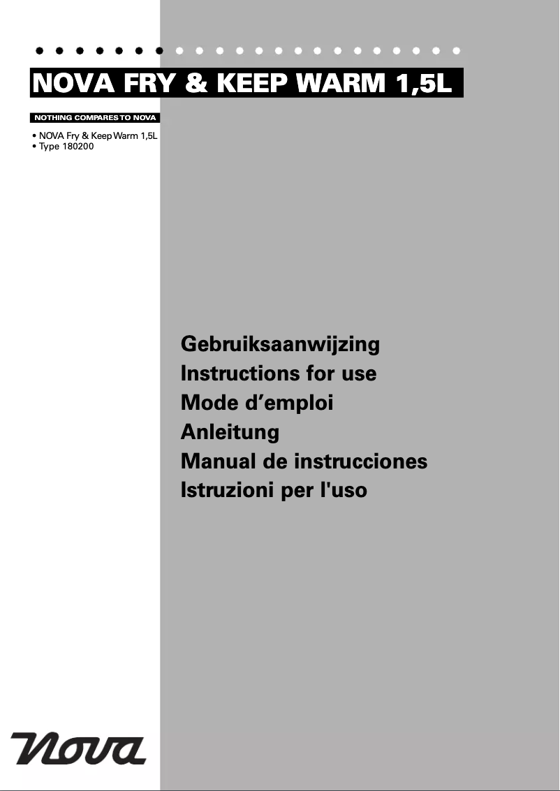 Page 1 de la notice Manuel utilisateur Nova Fry & Keep Warm