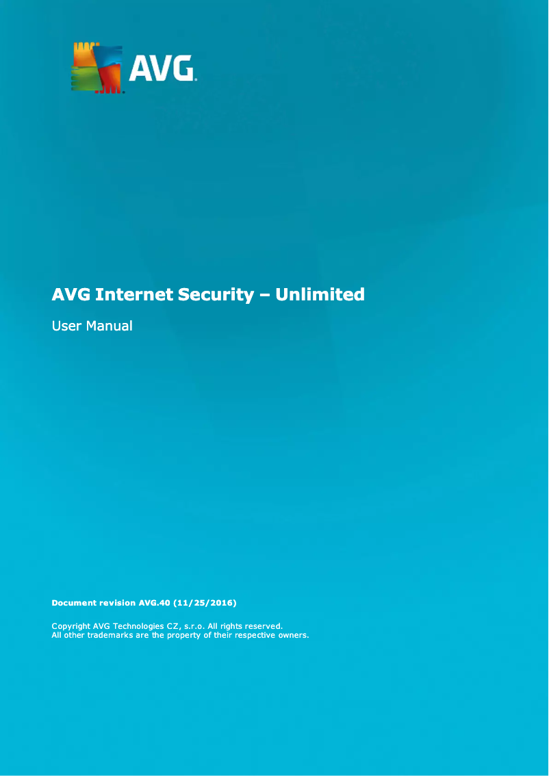 Página 1 del manual Manual de usuario AVG Internet Security Unlimited 2017