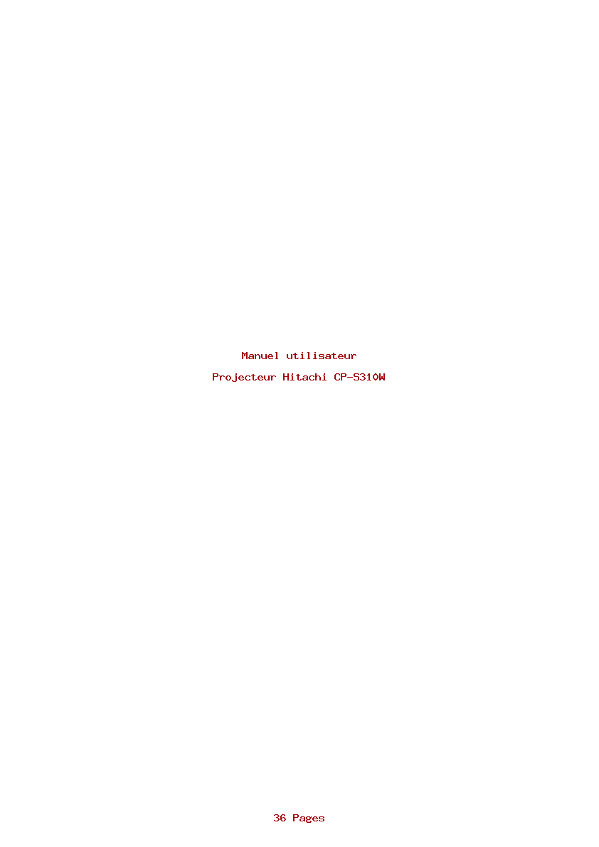 Page 1 de la notice Manuel utilisateur Hitachi CP-S310W