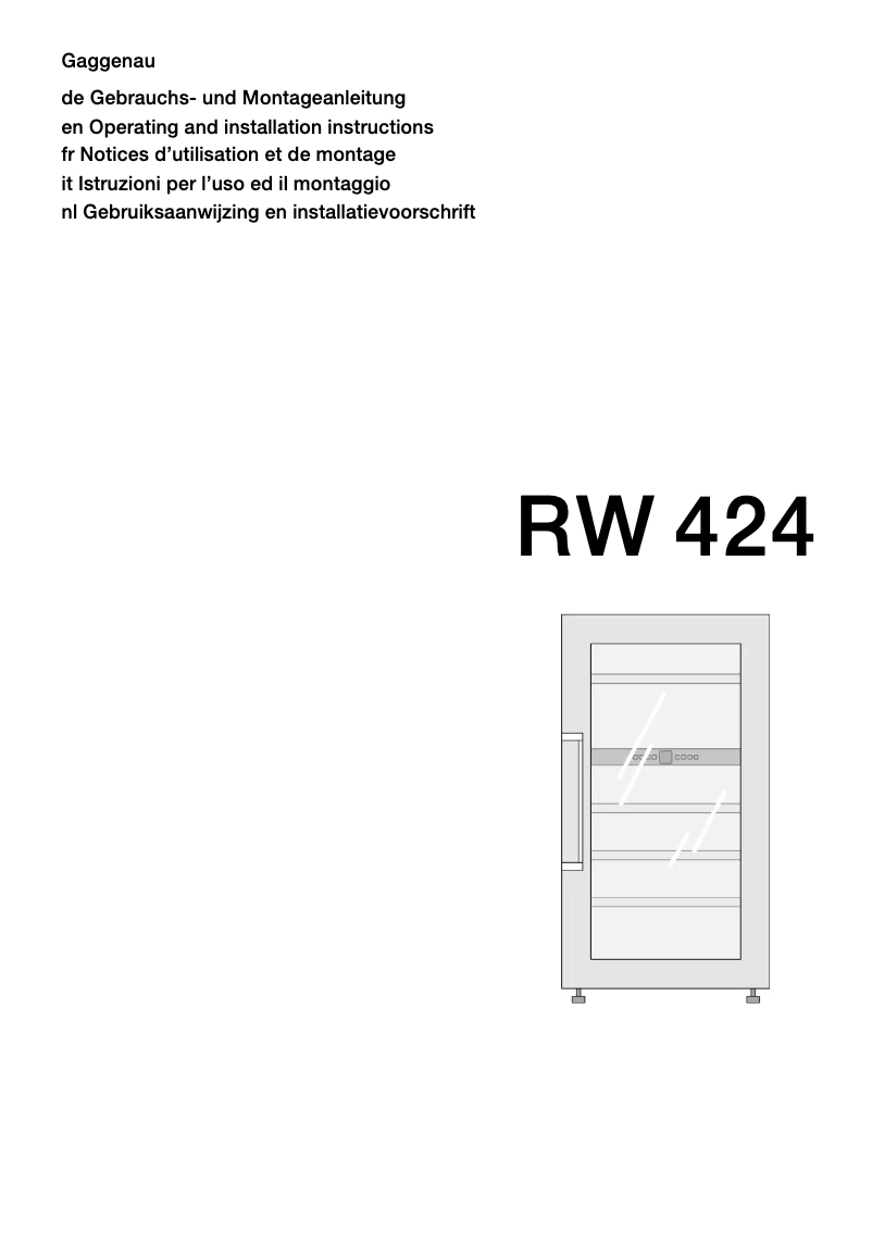 Page 1 of the manual User Manual Gaggenau RW 424