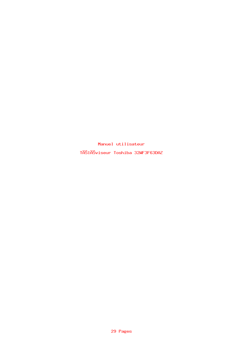 Page 1 de la notice Manuel utilisateur Toshiba 32WF3F63DAZ