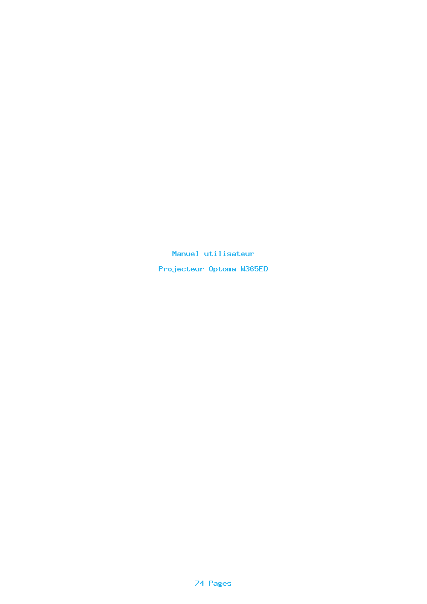 Page 1 de la notice Manuel utilisateur Optoma W365ED