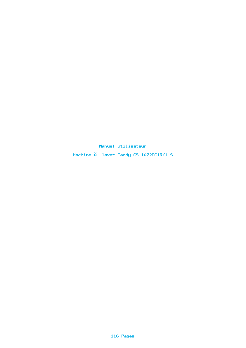 Page 1 de la notice Manuel utilisateur Candy CS 1072DC1R/1-S