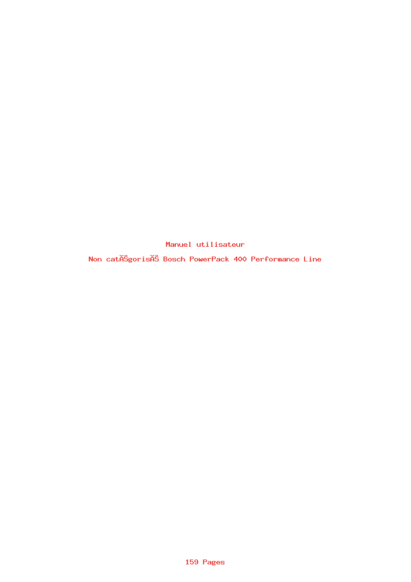 Page 1 de la notice Manuel utilisateur Bosch PowerPack 400 Performance Line