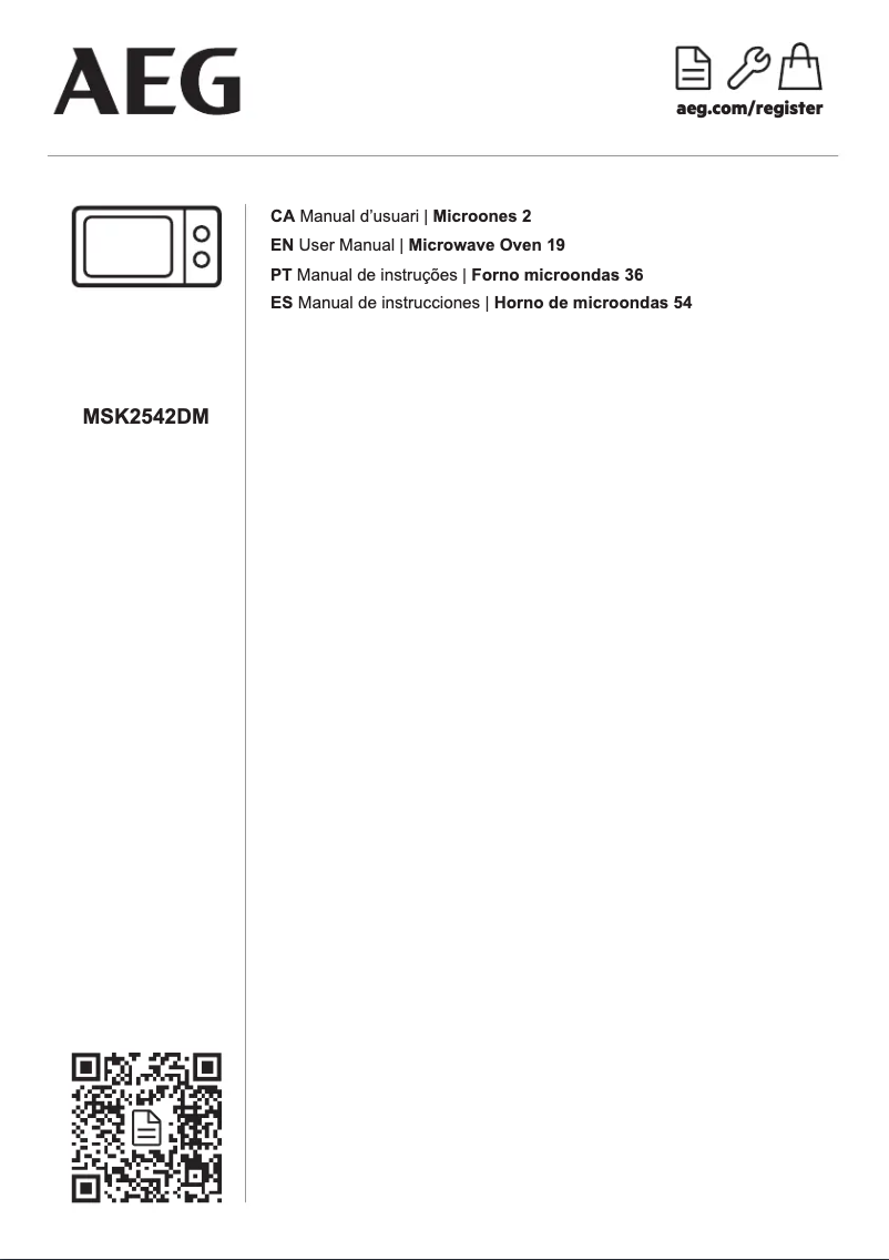 Page 1 de la notice Manuel utilisateur AEG MSK2542DM