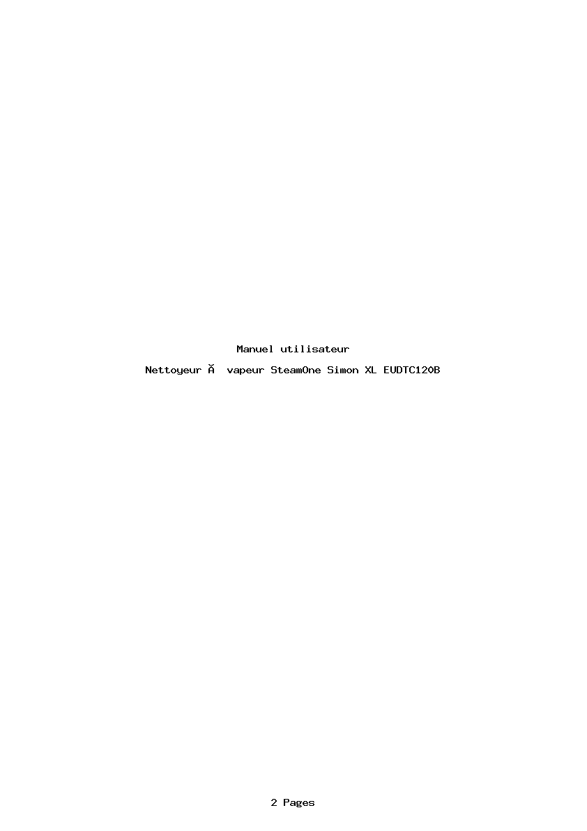 Page 1 de la notice Manuel utilisateur SteamOne Simon XL EUDTC120B