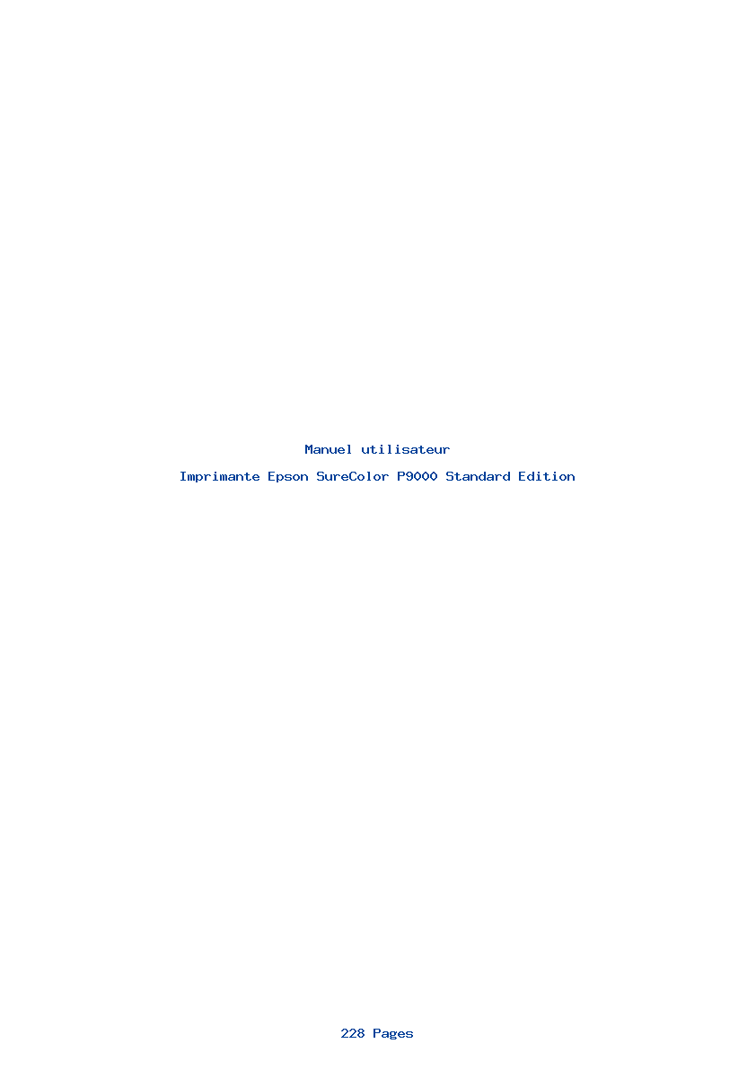 Page 1 de la notice Manuel utilisateur Epson SureColor P9000 Standard Edition