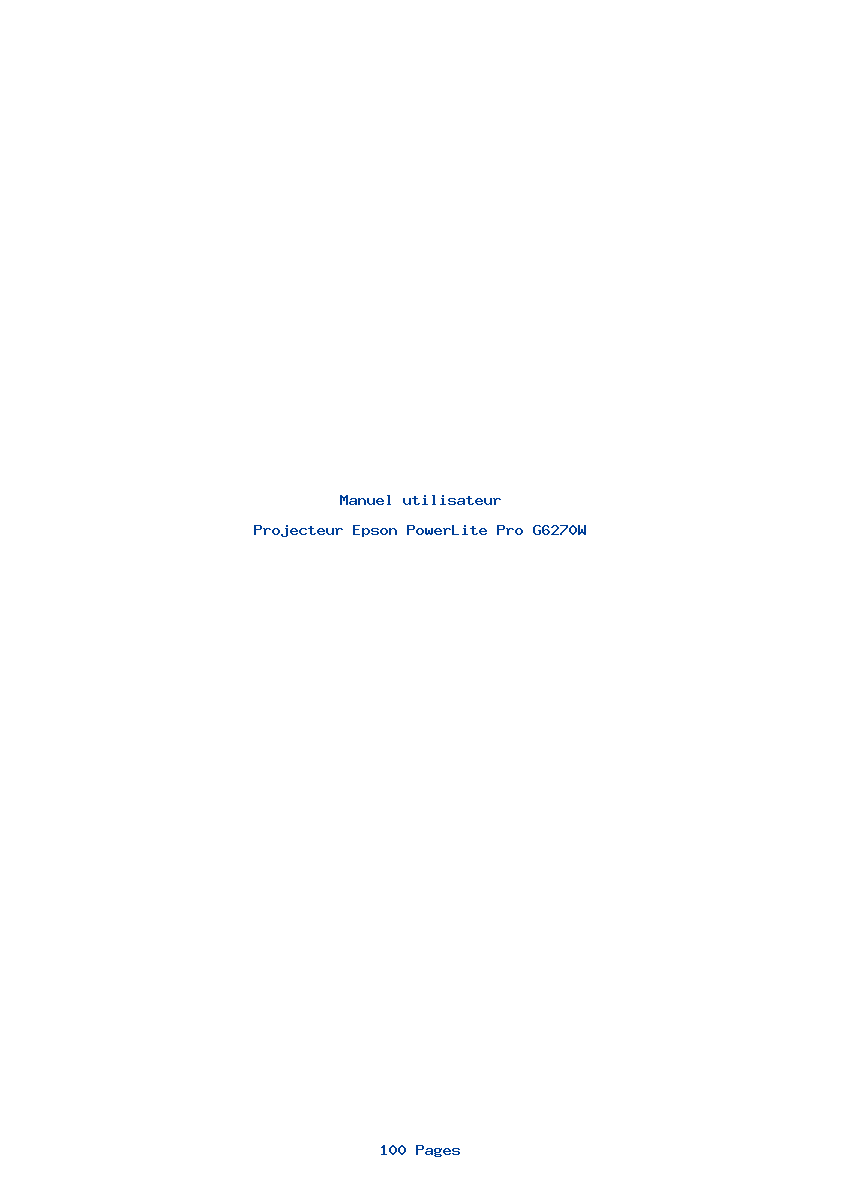 Page 1 de la notice Manuel utilisateur Epson PowerLite Pro G6270W