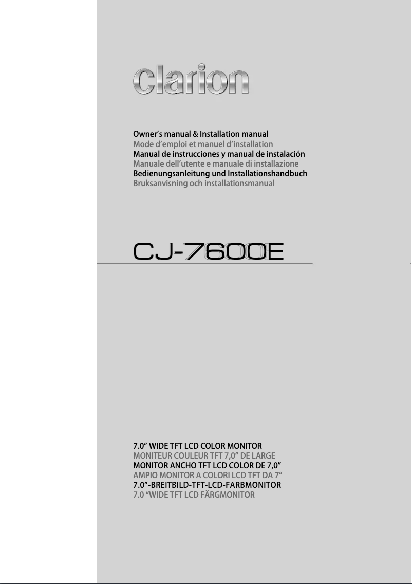 Page 1 de la notice Manuel utilisateur Clarion CJ-7600E