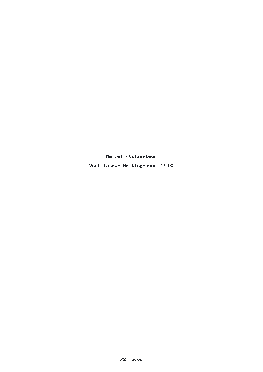 Page 1 de la notice Manuel utilisateur Westinghouse 72290