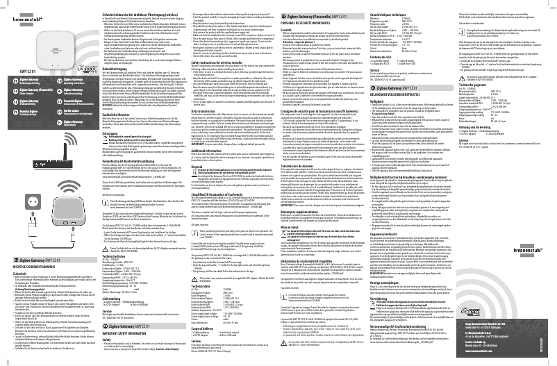 Page 1 de la notice Manuel utilisateur Brennenstuhl Connect Zigbee GWY CZ 01