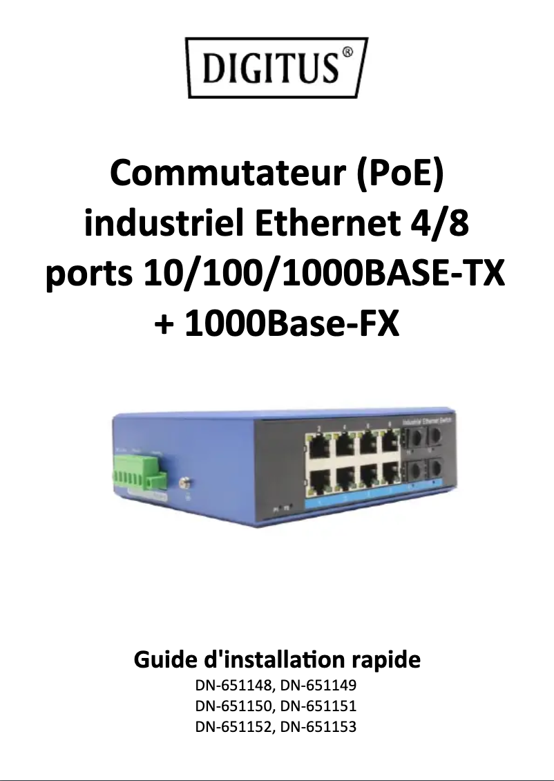 Page 1 de la notice Manuel utilisateur Digitus DN-651149