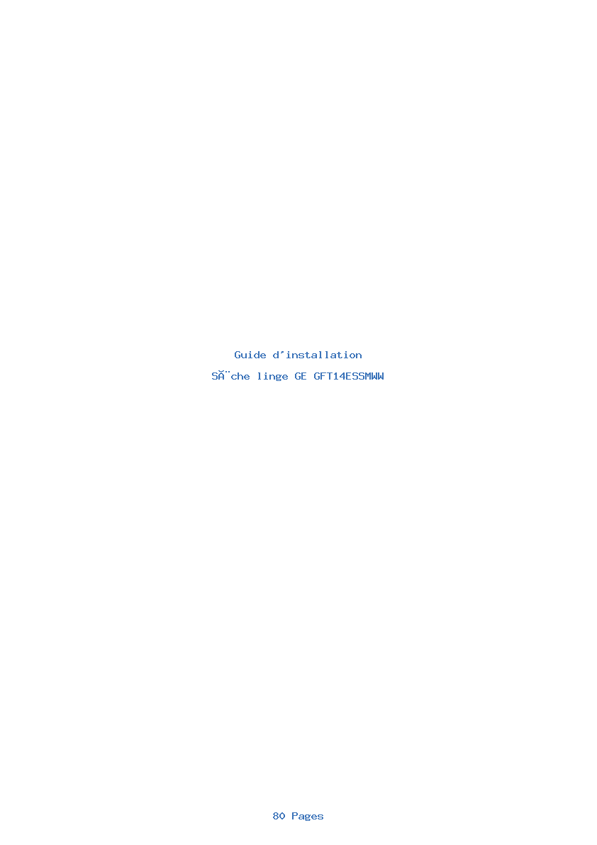 Page 1 de la notice Guide d'installation GE GFT14ESSMWW