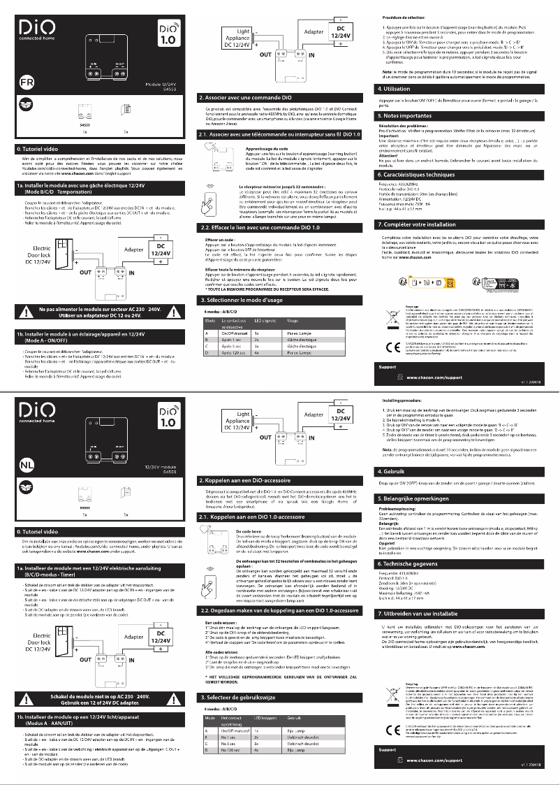 Page 1 de la notice Manuel utilisateur DiO 54553