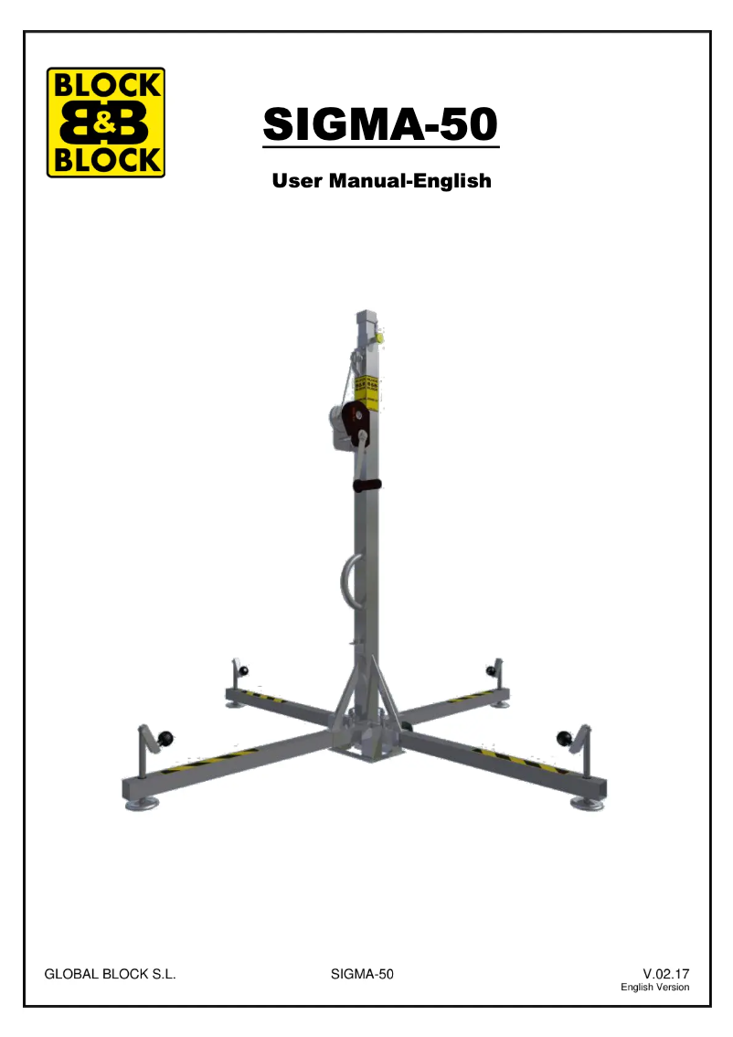 Page 1 de la notice Manuel utilisateur Block & Block SIGMA-50