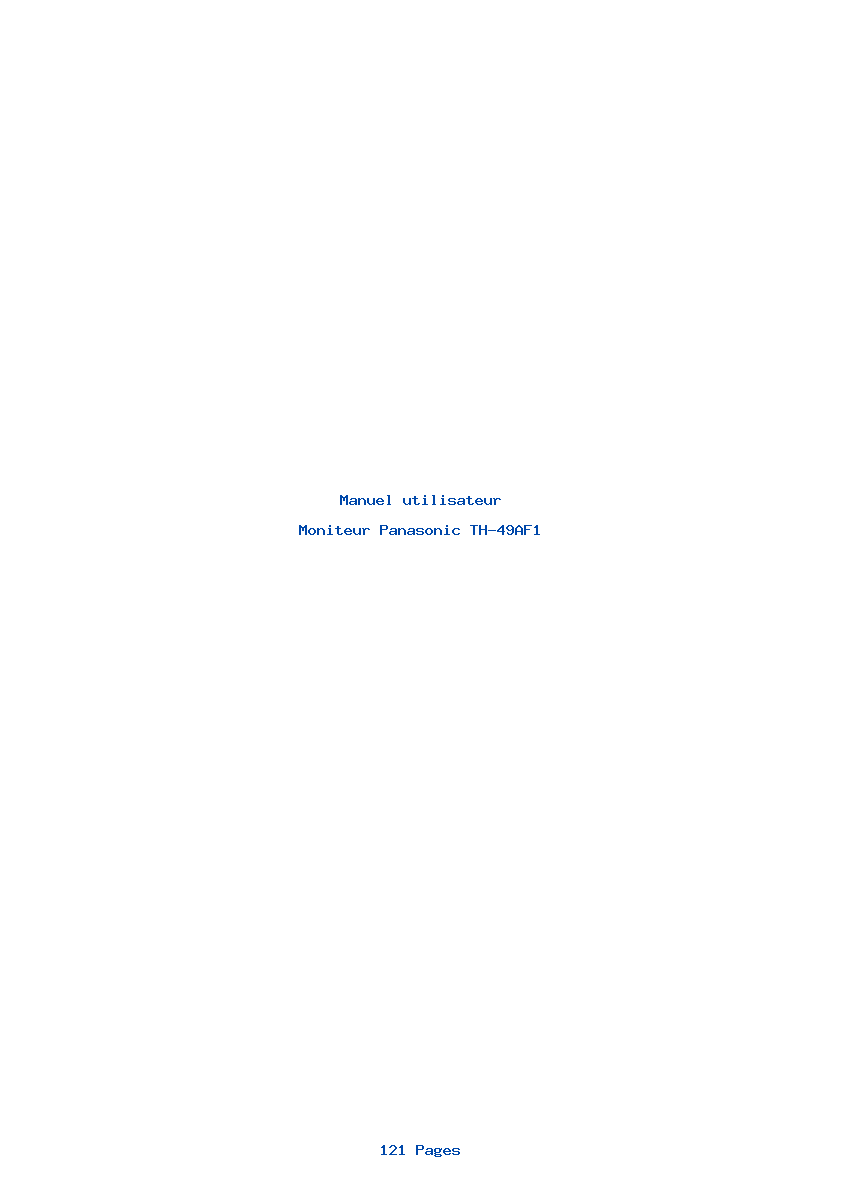 Page 1 de la notice Manuel utilisateur Panasonic TH-49AF1