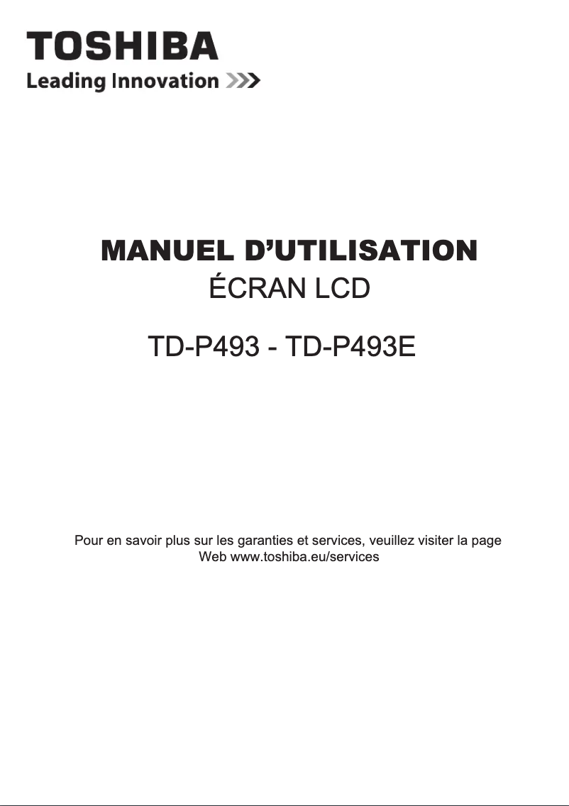 Page 1 de la notice Manuel utilisateur Toshiba TD-P493