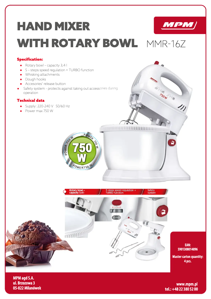 Page 1 de la notice Fiche technique MPM MMR-16Z