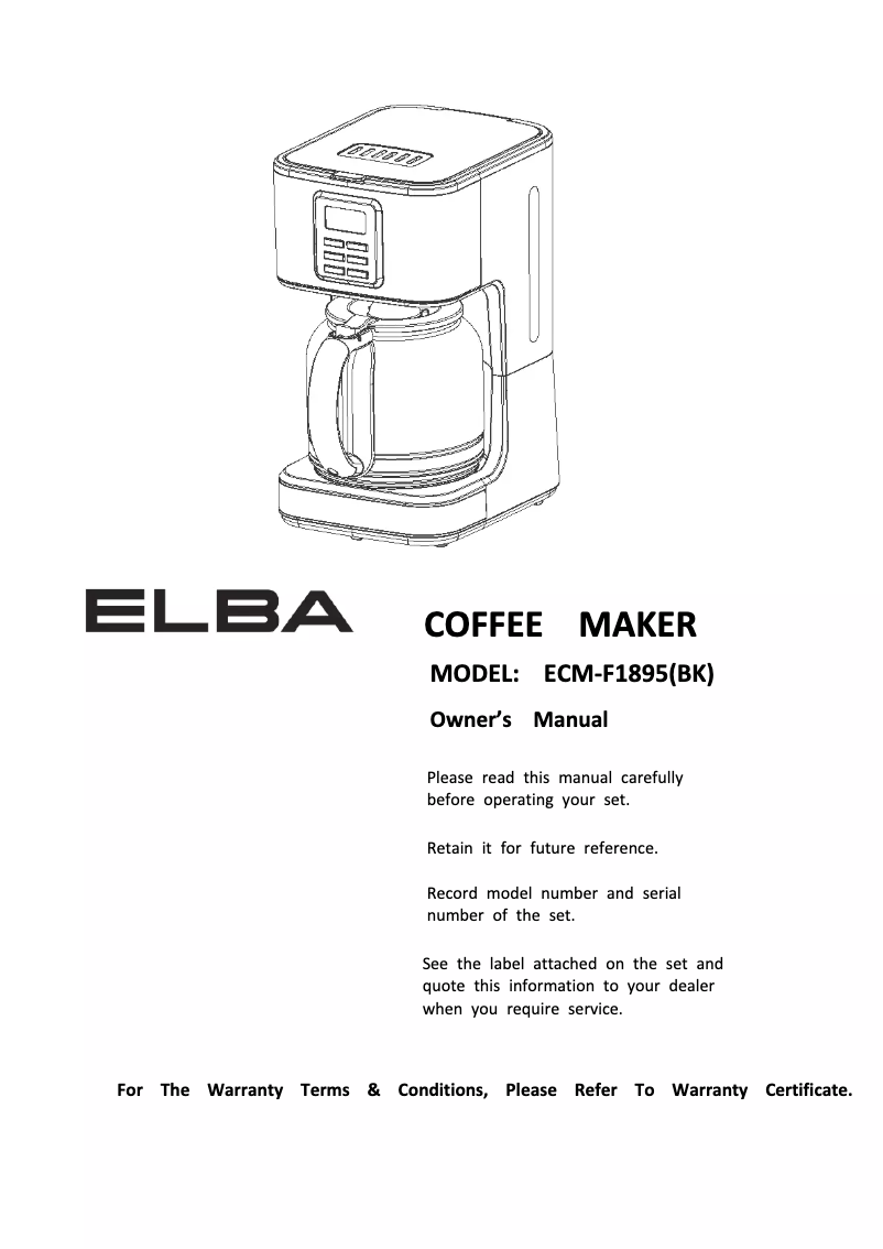 Page 1 de la notice Manuel utilisateur Elba ECM-F1895(BK)