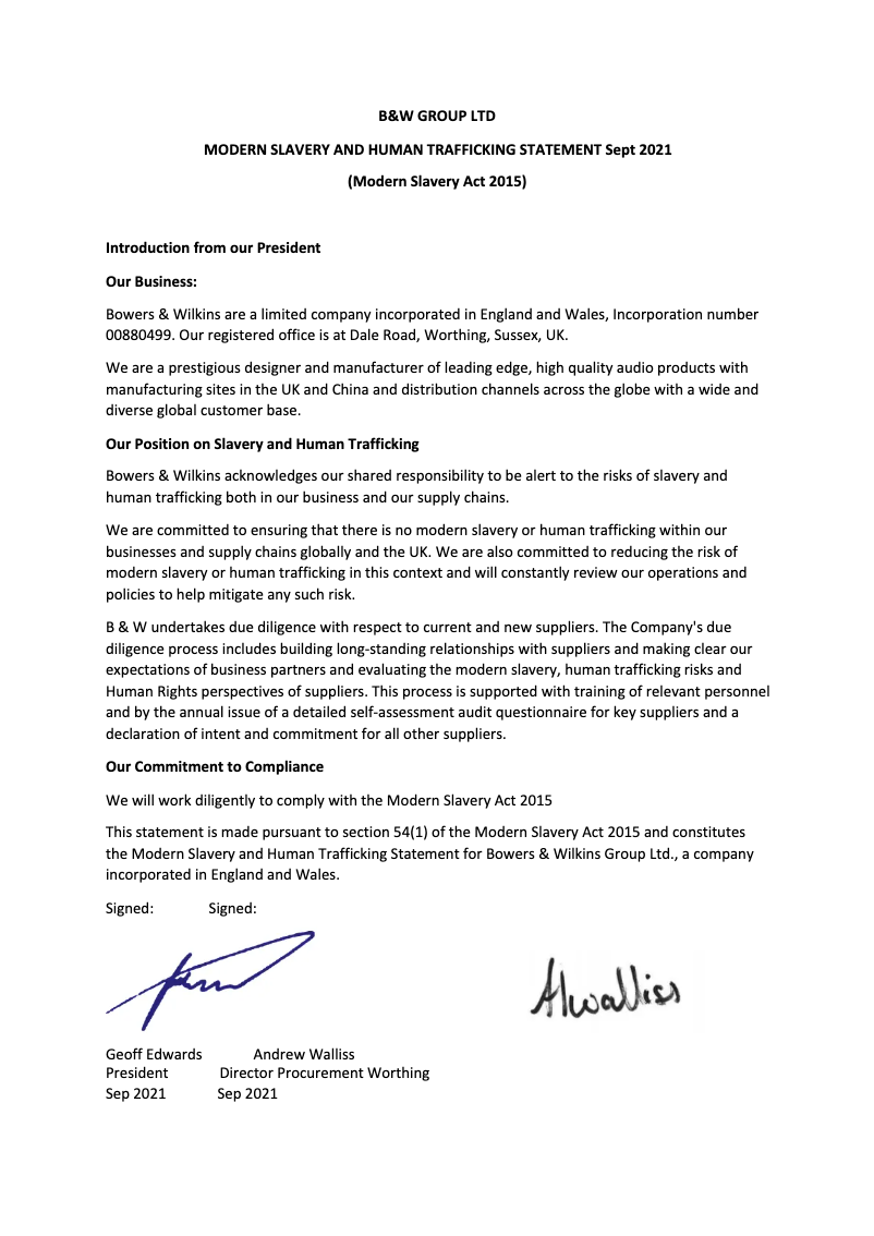 Page 1 de la notice Brochure Bowers & Wilkins 702 S2