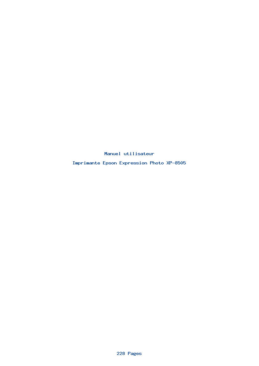 Page 1 de la notice Manuel utilisateur Epson Expression Photo XP-8505