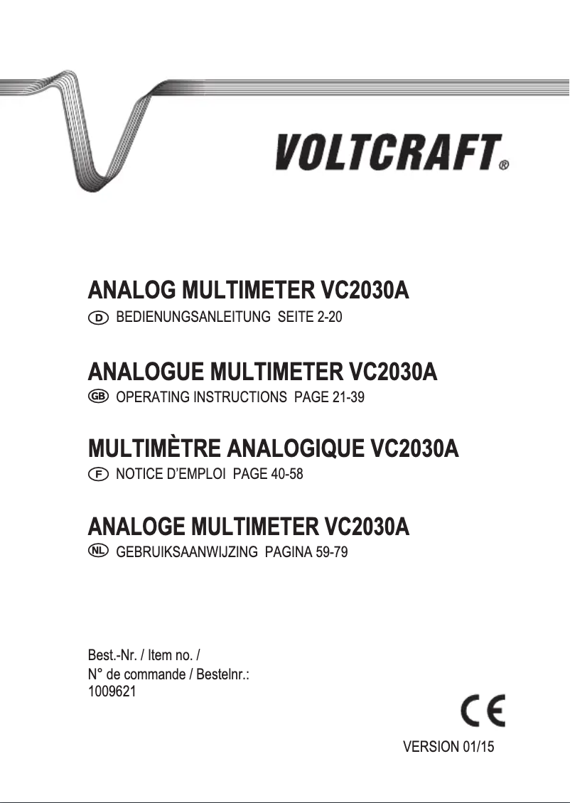 Page 1 de la notice Manuel utilisateur Voltcraft VC-2030A