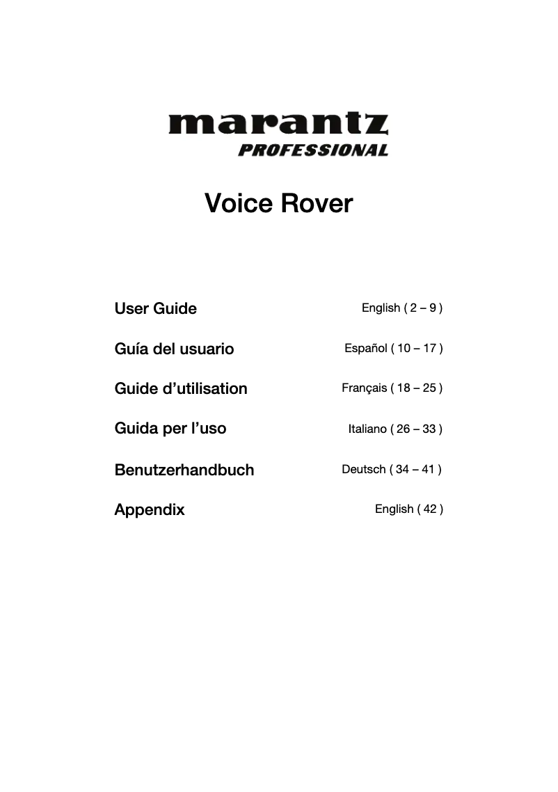 Page 1 de la notice Manuel utilisateur Marantz Voice Rover