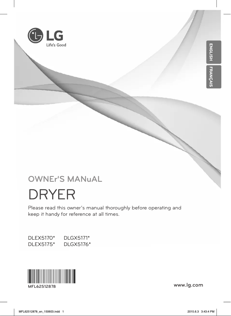 Page 1 de la notice Manuel utilisateur LG DLEX5170V