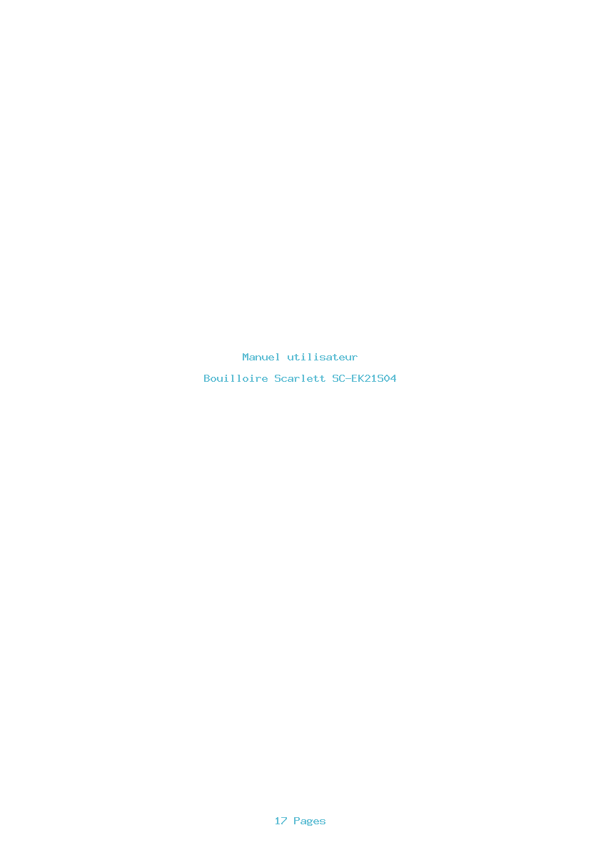 Page 1 de la notice Manuel utilisateur Scarlett SC-EK21S04