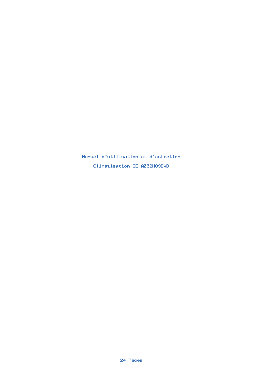 Page 1 de la notice Manuel d'utilisation et d'entretien GE AZ52H09DAB