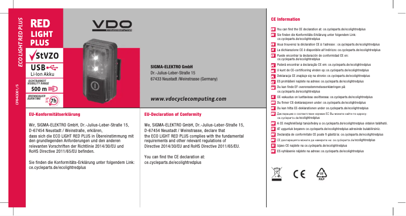 Página 1 del manual Manual de usuario VDO RED PLUS