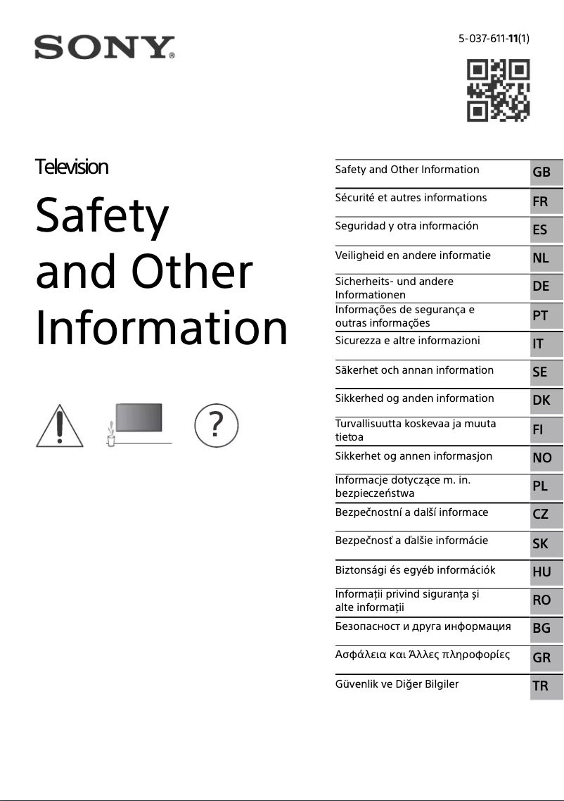 Page 1 de la notice Instructions de sécurité Sony XR-48A90K