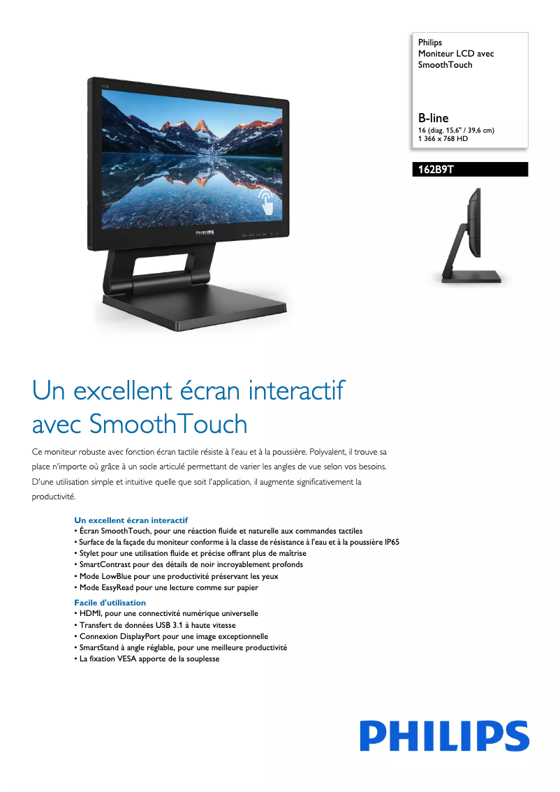 Página 1 del manual Ficha técnica Philips B Line 162B9T