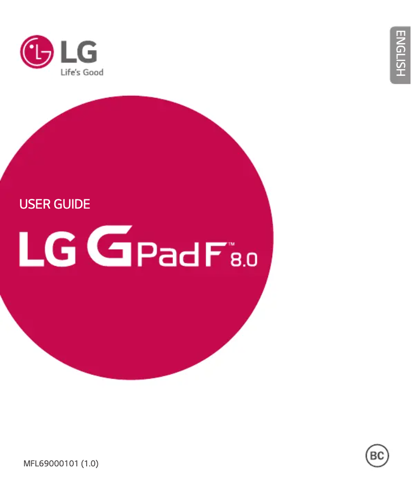 Page 1 de la notice Manuel utilisateur LG The G Pad F 8.0