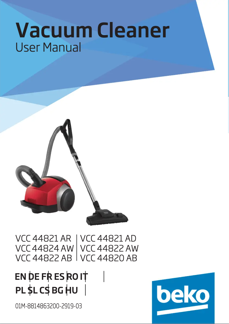 Page 1 de la notice Manuel utilisateur Beko VCC 44824 AW