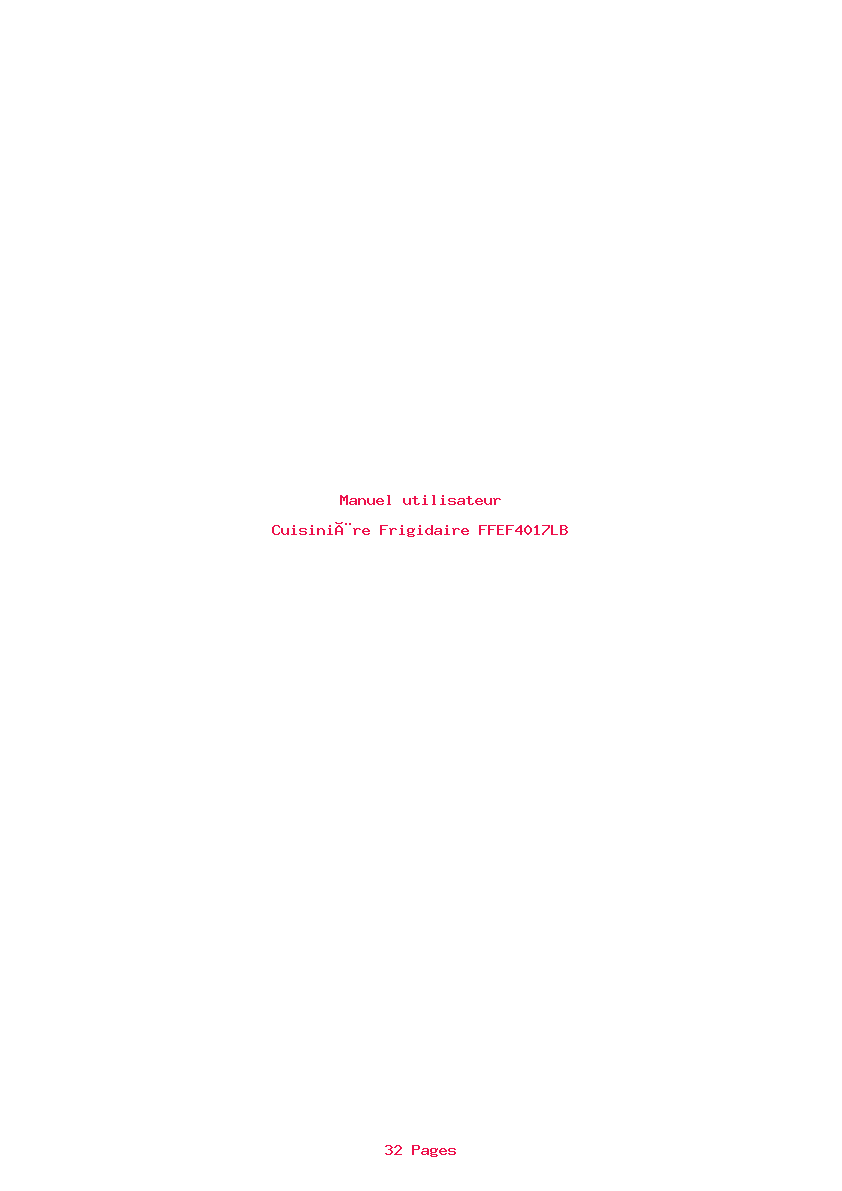 Page 1 de la notice Manuel utilisateur Frigidaire FFEF4017LB
