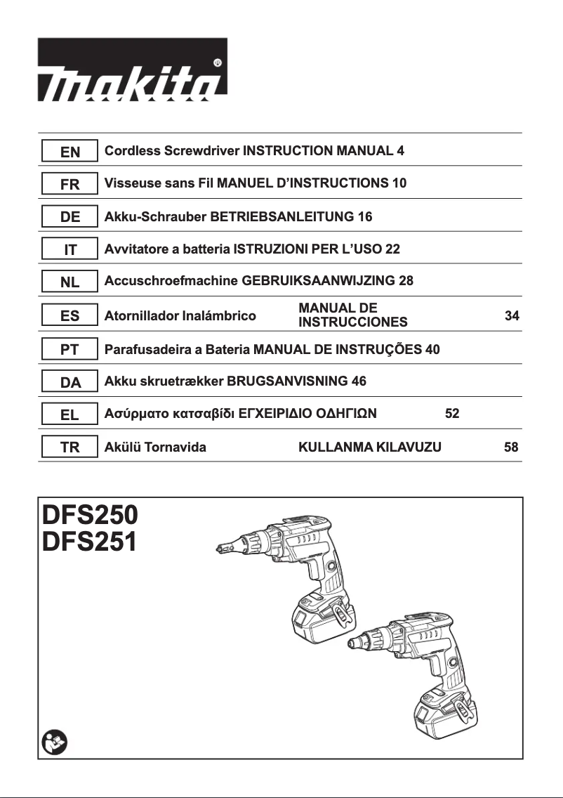 Page 1 de la notice Manuel utilisateur Makita DFS250