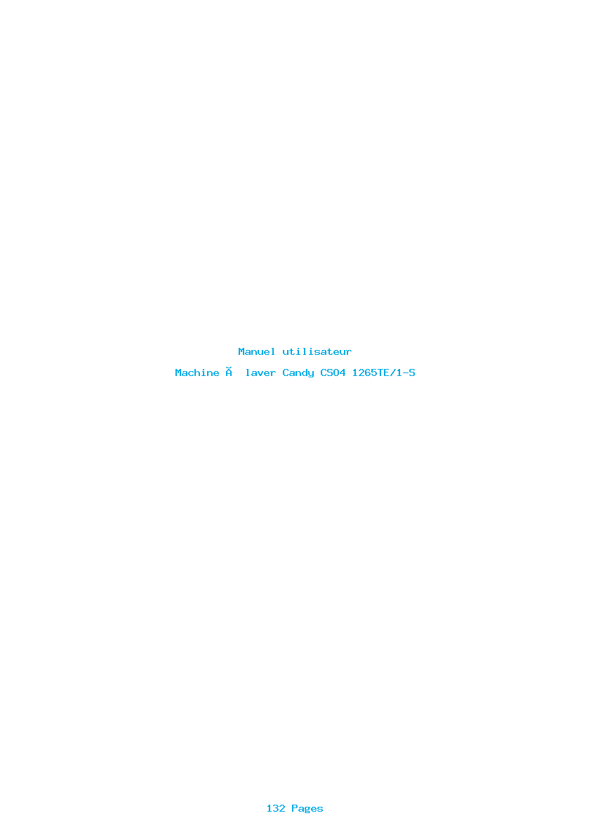 Page 1 de la notice Manuel utilisateur Candy CSO4 1265TE/1-S