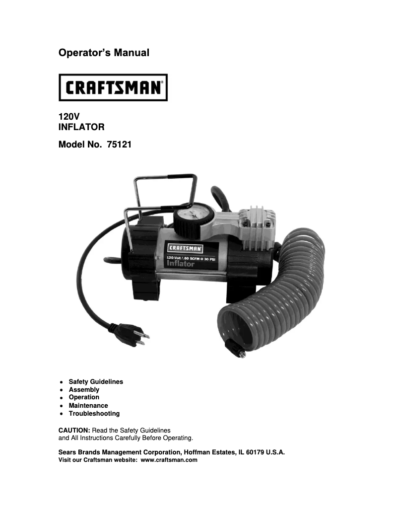Page 1 of the manual User Manual Craftsman 75121