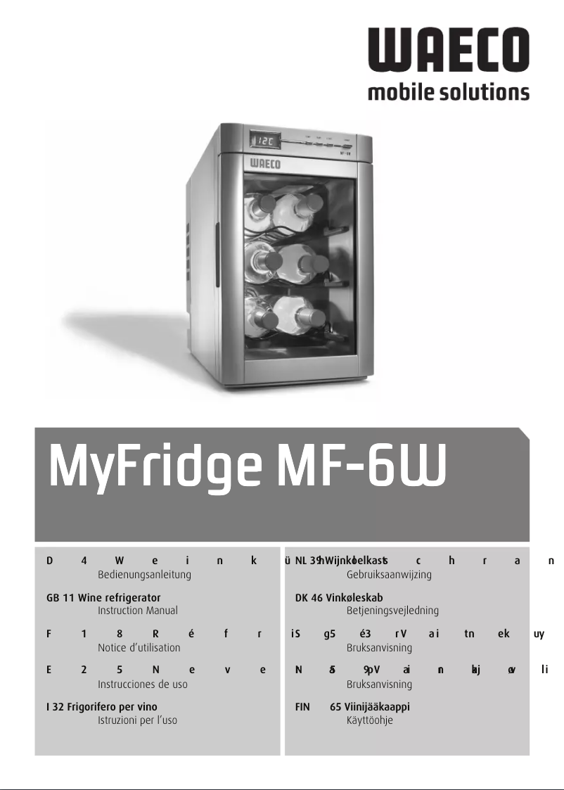 Page 1 de la notice Manuel utilisateur Waeco MyFridge MF-6W