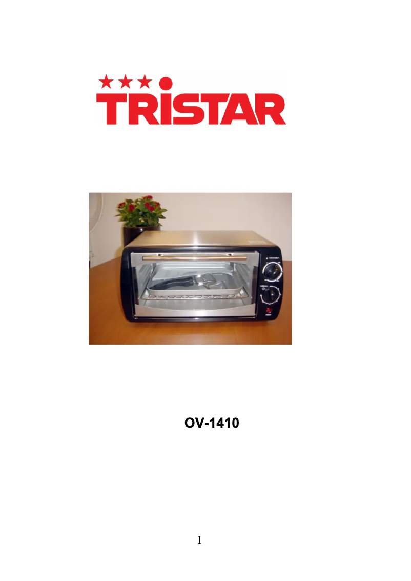 Page 1 de la notice Manuel utilisateur TriStar OV-1410