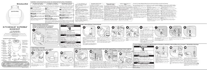 Page 1 de la notice Guide d'installation KitchenAid KCDS100T