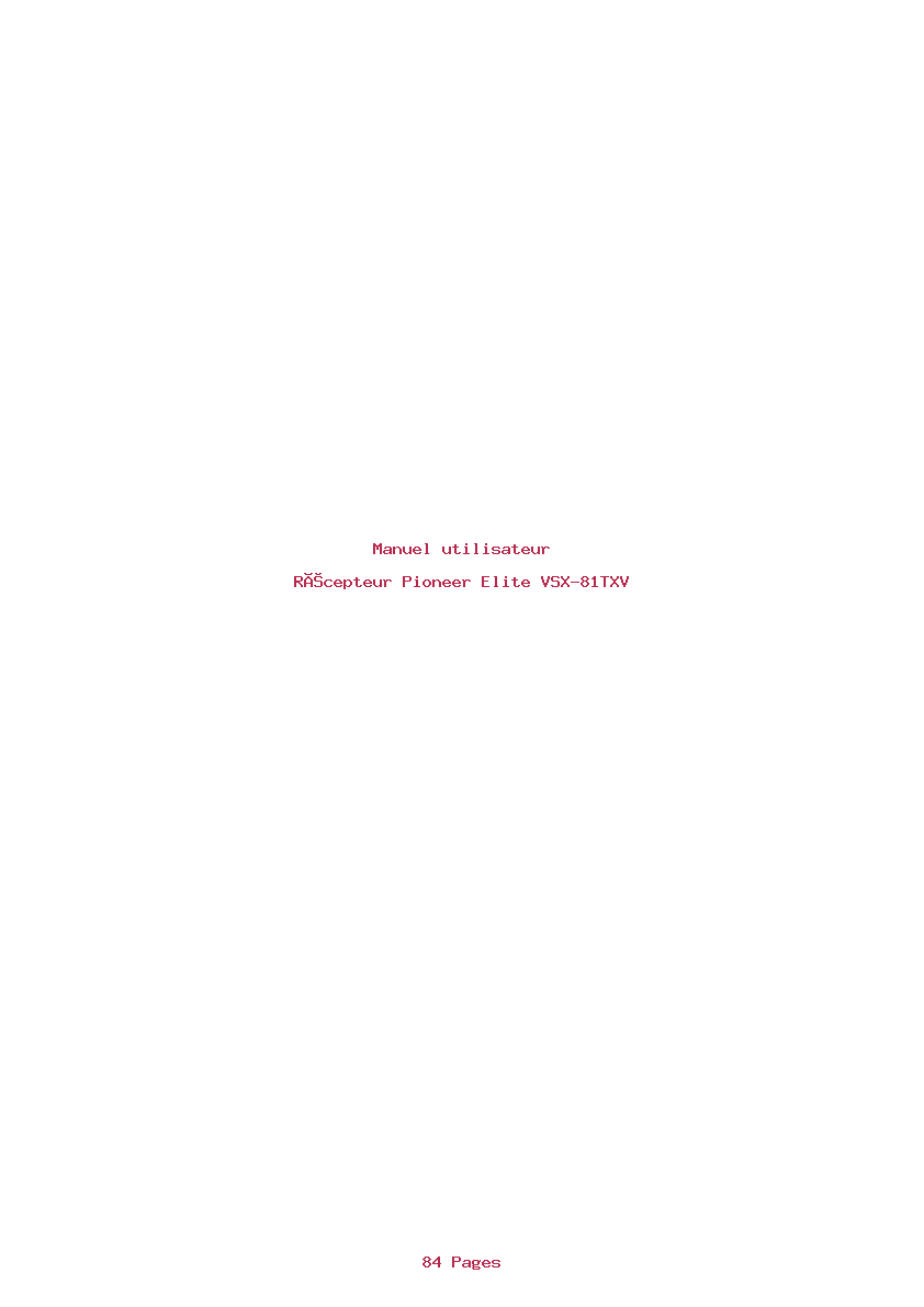 Page 1 de la notice Manuel utilisateur Pioneer Elite VSX-81TXV
