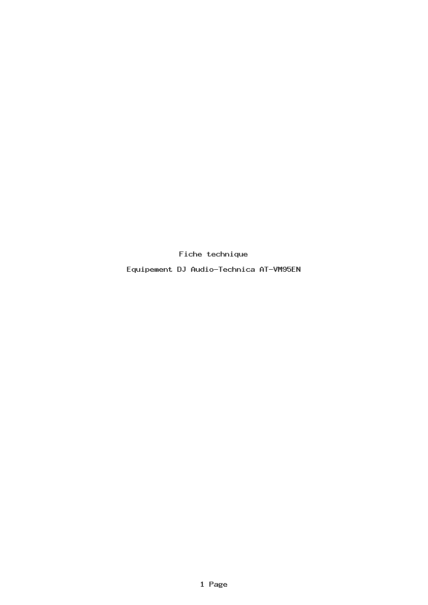 Page 1 de la notice Fiche technique Audio-Technica AT-VM95EN