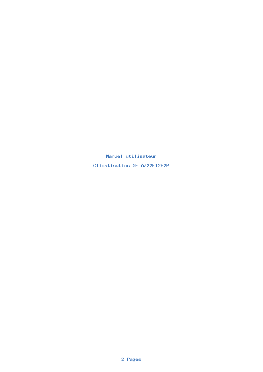Page 1 de la notice Manuel utilisateur GE AZ22E12E2P