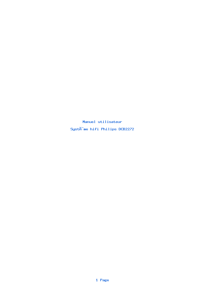 Page 1 de la notice Manuel utilisateur Philips DCB2272