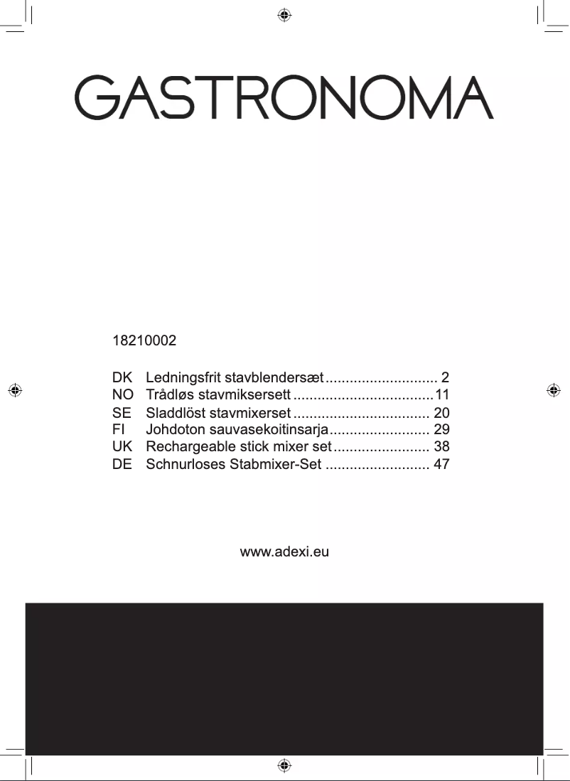 Page 1 de la notice Manuel utilisateur Gastronoma 18210002